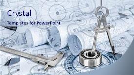  Presentation with bearing - Beautiful slides featuring machine design - technical drawings with the bearing backdrop and a sky blue colored foreground