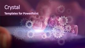  Presentation with finger - Slide set featuring machine effeciency - finger setting the phone background and a violet colored foreground