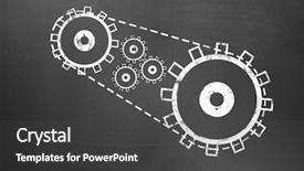  Presentation with gears - PPT theme enhanced with machine effeciency - man drawing gears on blackboard background and a dark gray colored foreground