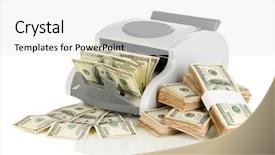  Presentation with counting - Slides consisting of machine for counting money background and a  colored foreground