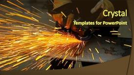  Presentation with steel fabrication - Presentation theme having machine for grinding steel background and a tawny brown colored foreground