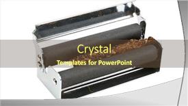  Presentation with cigarettes - Theme having cigaret - machine for rolling of cigarettes background and a tawny brown colored foreground