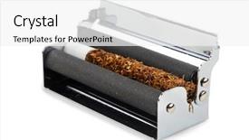 Presentation with cigarettes - Audience pleasing PPT layouts consisting of cigaret - machine for rolling of cigarettes backdrop and a white colored foreground
