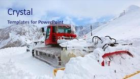  Presentation with skiing - Cool new presentation theme with machine for skiing slope preparations backdrop and a light blue colored foreground