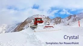  Presentation with skiing - PPT theme enhanced with machine for skiing slope preparations background and a  colored foreground