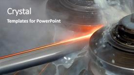  Presentation with steel bars - Amazing slides having machine for welding steel pipes backdrop and a dark gray colored foreground