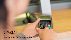  Presentation with payment - Slide set consisting of machine free - finance money technology payment background and a coral colored foreground