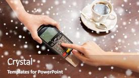  Presentation with credit card - Presentation having machine free - people finance payment technology background and a tawny brown colored foreground