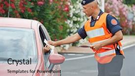  Presentation with force - PPT theme with machine guarding - italian special military police force background and a light gray colored foreground