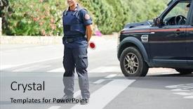  Presentation with force - Slide deck consisting of machine guarding - italian special military police force background and a light gray colored foreground