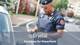  Presentation with force - Audience pleasing presentation design consisting of machine guarding - italian special military police force backdrop and a ocean colored foreground