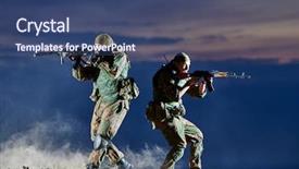  Presentation with soldiers - Amazing slide set having machine guarding - military two soldiers in uniform backdrop and a ocean colored foreground