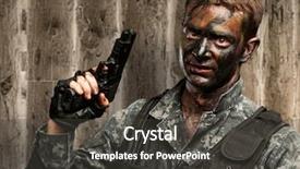  Presentation with old crumpled paper violence against women - PPT theme consisting of machine guarding - portrait of soldier holding gun background and a dark gray colored foreground