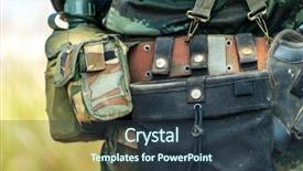  Presentation with futuristic combat soldier - Presentation enhanced with machine guarding - soldier preparation ready for war background and a tawny brown colored foreground