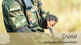  Presentation with war - Beautiful theme featuring machine guarding - soldier preparation ready for war backdrop and a yellow colored foreground