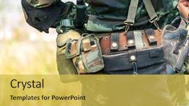  Presentation with war - PPT layouts with machine guarding - soldier preparation ready for war background and a yellow colored foreground