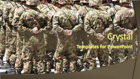  Presentation with military men - PPT theme consisting of machine guarding - swiss military men background and a tawny brown colored foreground