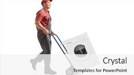  Presentation with hand washing - Theme consisting of machine isolated on white background background and a white colored foreground