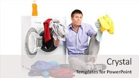  Presentation with china clothes washing machine - Slide deck featuring machine isolated on white background background and a light gray colored foreground