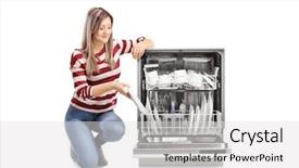  Presentation with white plate - Amazing presentation theme having machine leaning - beautiful young woman putting backdrop and a light gray colored foreground