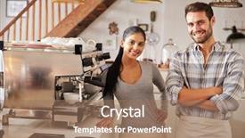  Presentation with cafe - Cool new PPT theme with machine leaning - happy cafe workers backdrop and a coral colored foreground