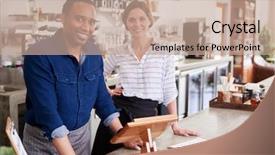  Presentation with coffee shop - Slide deck consisting of machine leaning - mixed race couple behind background and a coral colored foreground