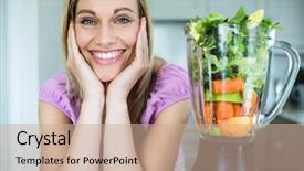  Presentation with man watching woman preparing vegetables - Cool new PPT theme with machine leaning - pretty blonde woman preparing backdrop and a coral colored foreground