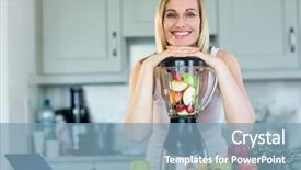  Presentation with man watching woman preparing vegetables - Presentation design enhanced with machine leaning - pretty blonde woman preparing background and a seafoam green colored foreground