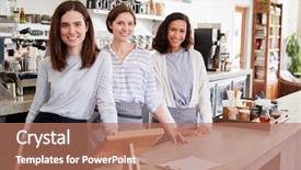  Presentation with coffee shop - Amazing slides having machine leaning - three female coffee shop owners backdrop and a coral colored foreground