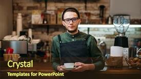  Presentation with beer bar pub tap counter - Slide deck consisting of machine leaning - waiter has leaned the elbows background and a wine colored foreground