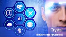  Presentation with computer vision - PPT layouts with machine learning computer vision - artificial intelligence concept with businessman background and a  colored foreground