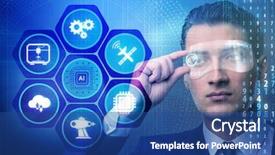  Presentation with artificial intelligence - Presentation theme with machine learning computer vision - artificial intelligence concept with businessman background and a ocean colored foreground