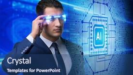  Presentation with computer vision - PPT layouts with machine learning computer vision - artificial intelligence concept with businessman background and a ocean colored foreground