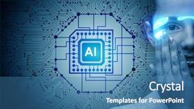  Presentation with artificial intelligence - PPT theme enhanced with machine learning computer vision - artificial intelligence concept with woman background and a teal colored foreground