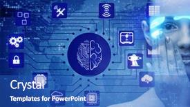  Presentation with artificial intelligence - Amazing presentation having machine learning computer vision - artificial intelligence concept with woman backdrop and a teal colored foreground