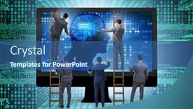  Presentation with technology learning - Cool new PPT theme with machine-learning-concept-as-modern backdrop and a ocean colored foreground