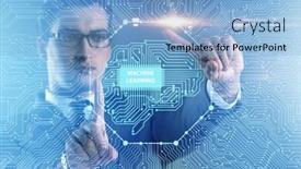  Presentation with learning technology - Beautiful slide deck featuring machine-learning-concept-as-modern backdrop and a light blue colored foreground