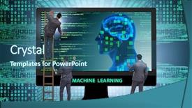  Presentation with brain learning - Slide set enhanced with machine learning concept as modern background and a ocean colored foreground