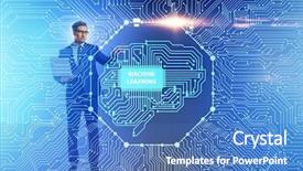  Presentation with technology learning - Colorful presentation theme enhanced with machine learning concept as modern backdrop and a teal colored foreground