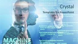  Presentation with technology learning - Audience pleasing presentation design consisting of machine learning concept as modern backdrop and a light blue colored foreground