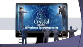  Presentation with machine learning - Colorful presentation design enhanced with machine learning concept as modern backdrop and a ocean colored foreground