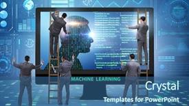  Presentation with machine learning - PPT theme having machine learning concept as modern background and a ocean colored foreground