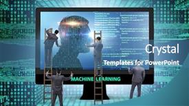  Presentation with machine learning - PPT theme consisting of machine learning concept as modern background and a teal colored foreground