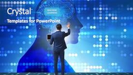  Presentation with brain learning - Slide deck with machine learning concept as modern background and a teal colored foreground