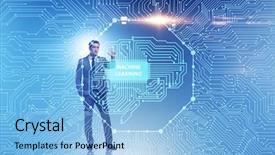  Presentation with brain learning - Amazing theme having machine learning concept as modern backdrop and a light blue colored foreground