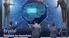  Presentation with learning technology - Cool new slides with machine-learning-concept-as-modern backdrop and a ocean colored foreground