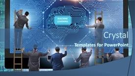  Presentation with learning technology - PPT theme having machine-learning-concept-as-modern background and a ocean colored foreground