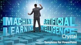  Presentation with machine learning - Beautiful presentation theme featuring machine learning concept with businessman backdrop and a teal colored foreground