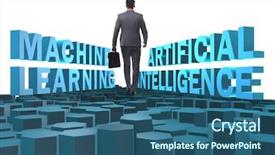  Presentation with machine learning - Beautiful slide deck featuring machine learning concept with businessman backdrop and a ocean colored foreground