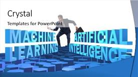  Presentation with machine learning - Audience pleasing presentation theme consisting of machine learning concept with businessman backdrop and a white colored foreground